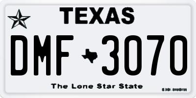 TX license plate DMF3070
