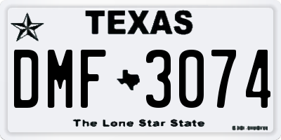 TX license plate DMF3074