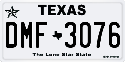 TX license plate DMF3076