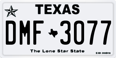 TX license plate DMF3077
