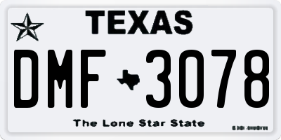TX license plate DMF3078