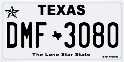 TX license plate DMF3080