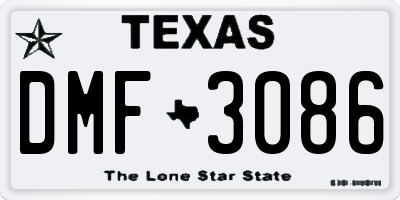 TX license plate DMF3086