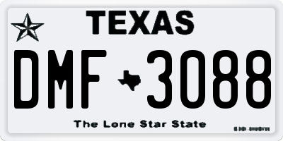TX license plate DMF3088