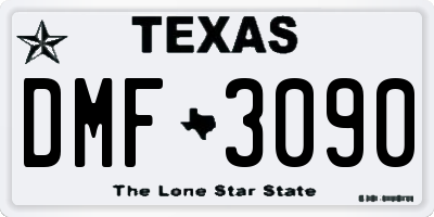 TX license plate DMF3090