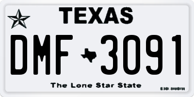 TX license plate DMF3091
