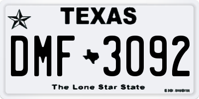 TX license plate DMF3092