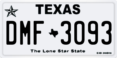 TX license plate DMF3093
