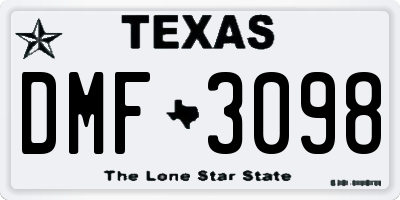TX license plate DMF3098