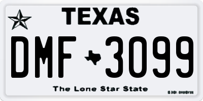TX license plate DMF3099