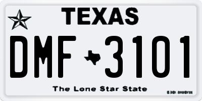TX license plate DMF3101