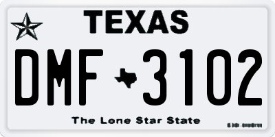 TX license plate DMF3102