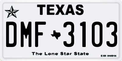 TX license plate DMF3103
