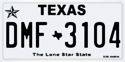 TX license plate DMF3104