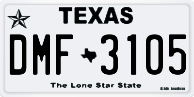 TX license plate DMF3105