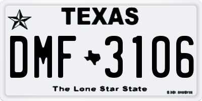 TX license plate DMF3106