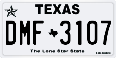 TX license plate DMF3107