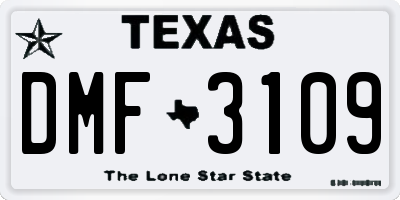 TX license plate DMF3109