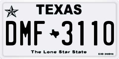 TX license plate DMF3110