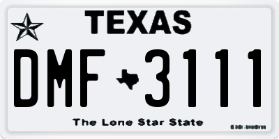 TX license plate DMF3111