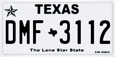 TX license plate DMF3112
