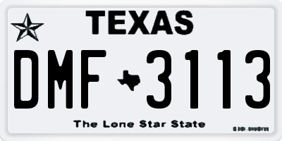 TX license plate DMF3113