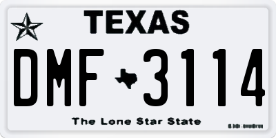 TX license plate DMF3114