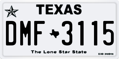 TX license plate DMF3115
