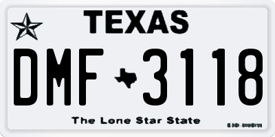TX license plate DMF3118