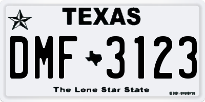 TX license plate DMF3123