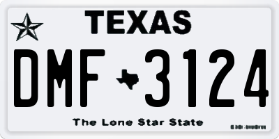 TX license plate DMF3124