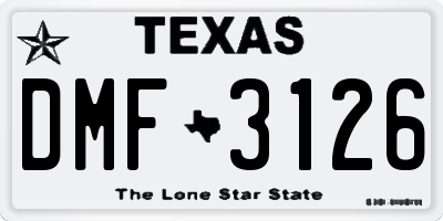 TX license plate DMF3126