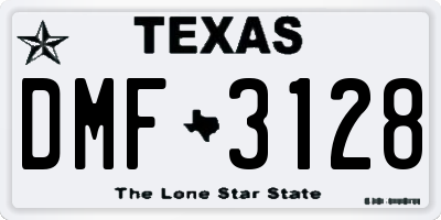 TX license plate DMF3128