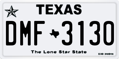 TX license plate DMF3130