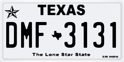 TX license plate DMF3131