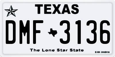 TX license plate DMF3136