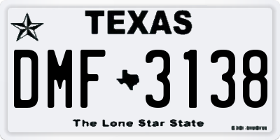 TX license plate DMF3138