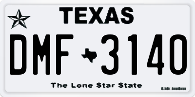 TX license plate DMF3140