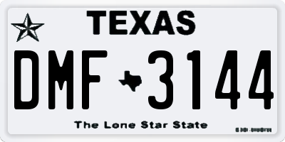 TX license plate DMF3144