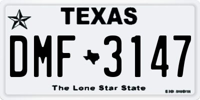 TX license plate DMF3147