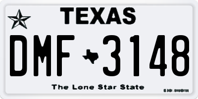 TX license plate DMF3148