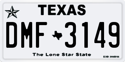 TX license plate DMF3149