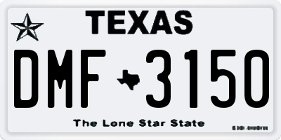 TX license plate DMF3150