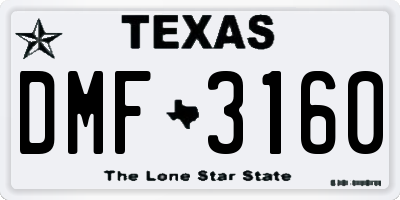TX license plate DMF3160