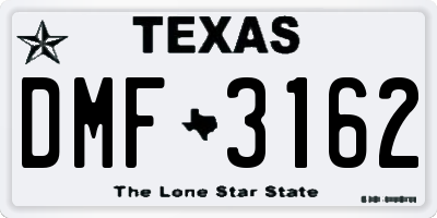 TX license plate DMF3162