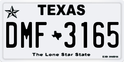 TX license plate DMF3165