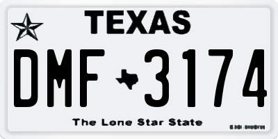 TX license plate DMF3174