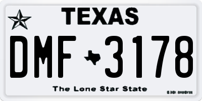 TX license plate DMF3178