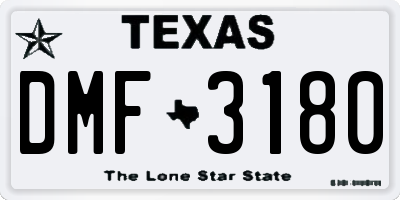 TX license plate DMF3180