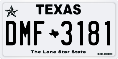 TX license plate DMF3181